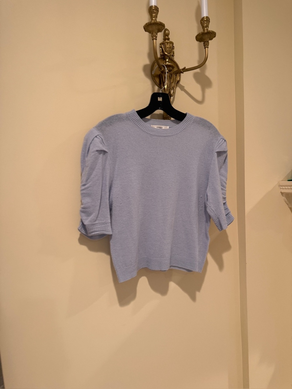 Frame cashmere Light Blue Puff-Sleeve Top